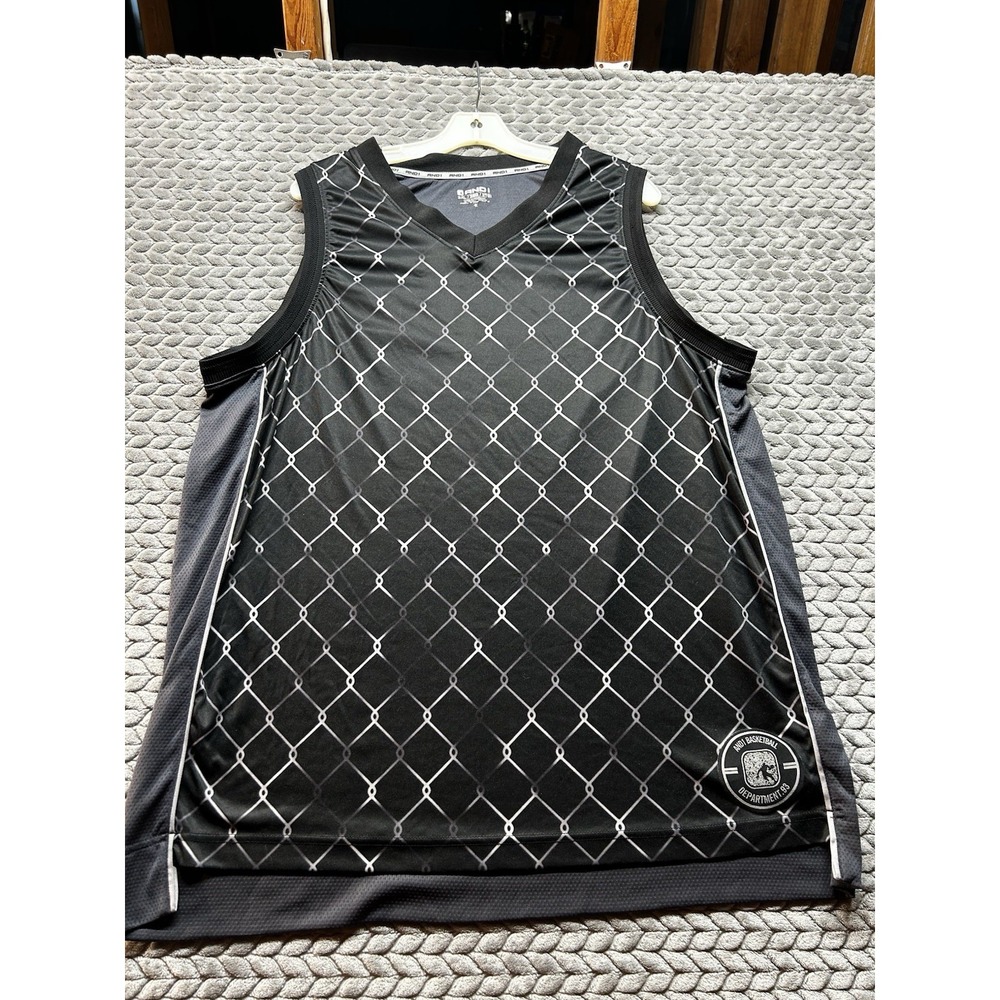 AND1 Basketball Jersey Tank Top Men's 2XL Black Gray Athletic Mesh Graphic